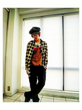 「ロング丈」｜「アイテム（サロペット/オーバーオール）」を使った、KAZUYAさん（メンズ・170cm）の冬コーディネート