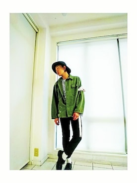 「M（エム）のアイテム（帽子）」を使った、KAZUYAさん（メンズ・170cm）の冬コーディネート