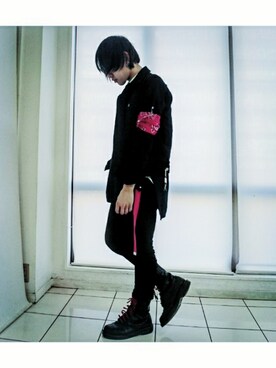 「Re:make（リメイク）のアイテム（デニムジャケット）」を使った、KAZUYAさん（メンズ・170cm）の冬コーディネート