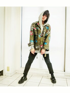 「doublet（ダブレット）のアイテム（ミリタリージャケット）」を使った、KAZUYAさん（メンズ・172cm）の春コーディネート