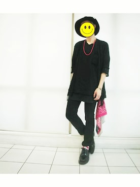 「M（エム）のアイテム（帽子）」を使った、KAZUYAさん（メンズ・172cm）の夏コーディネート