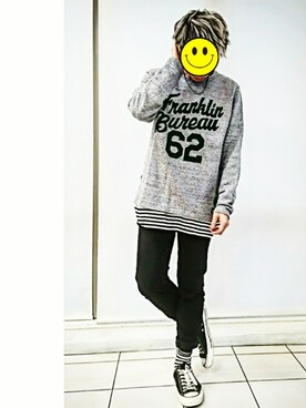 「フォロバ」｜「アイテム（スウェット）」を使った、KAZUYAさん（メンズ・172cm）の秋コーディネート