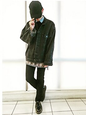 「フォロバ」｜「アイテム（デニムジャケット）」を使った、KAZUYAさん（メンズ・172cm）の冬コーディネート