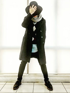 「EFFECTEN（エフェクテン）のアイテム（帽子）」を使った、KAZUYAさん（メンズ・172cm）の冬コーディネート