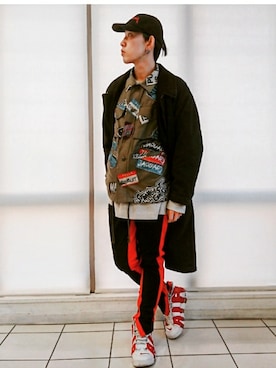 「doublet（ダブレット）のアイテム（ミリタリージャケット）」を使った、KAZUYAさん（メンズ・172cm）の冬コーディネート