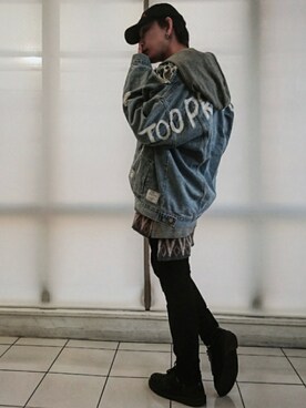 「フォロバ」｜「アイテム（デニムジャケット）」を使った、KAZUYAさん（メンズ・172cm）の冬コーディネート