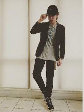 「フォロバ」｜「アイテム（スラックス）」を使った、KAZUYAさん（メンズ・172cm）の夏コーディネート