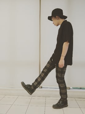 「EFFECTEN（エフェクテン）のアイテム（帽子）」を使った、KAZUYAさん（メンズ・172cm）の夏コーディネート