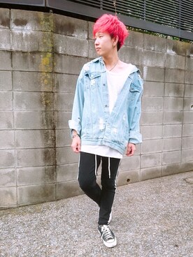 「EFFECTEN（エフェクテン）のアイテム（デニムジャケット）」を使った、KAZUYAさん（メンズ・172cm）の秋コーディネート