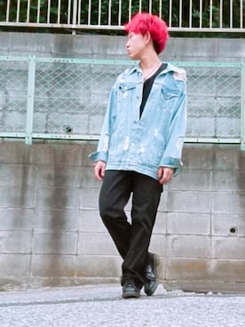 「EFFECTEN（エフェクテン）のアイテム（デニムジャケット）」を使った、KAZUYAさん（メンズ・172cm）の秋コーディネート