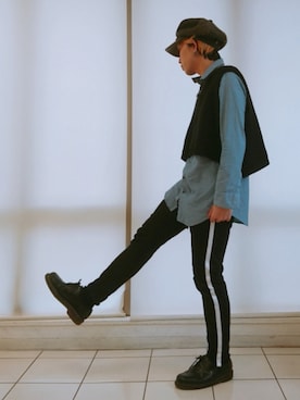 「フォロバ」｜「アイテム（ハンチング/ベレー帽）」を使った、KAZUYAさん（メンズ・172cm）の秋コーディネート