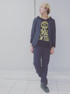 「フォロバ」｜「アイテム（スラックス）」を使った、KAZUYAさん（メンズ・172cm）の秋コーディネート