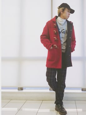「TOMMY HILFIGER（トミーヒルフィガー）のアイテム（ダッフルコート）」を使った、KAZUYAさん（メンズ・172cm）の冬コーディネート