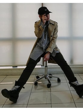 「フォロバ」｜「アイテム（トレンチコート）」を使った、KAZUYAさん（メンズ・172cm）の冬コーディネート