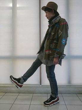 「doublet（ダブレット）のアイテム（ミリタリージャケット）」を使った、KAZUYAさん（メンズ・172cm）の冬コーディネート