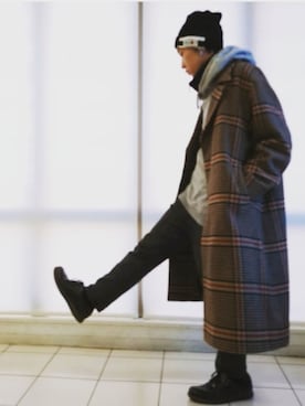 「フォロバ」｜「アイテム（ステンカラーコート）」を使った、KAZUYAさん（メンズ・172cm）の冬コーディネート
