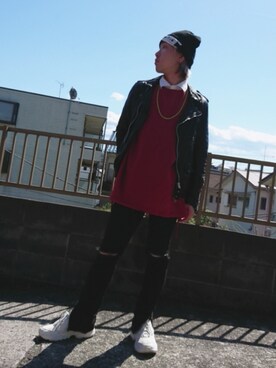 「平成最後のWEARISTAセンバツ」｜「アイテム（ライダースジャケット）」を使った、KAZUYAさん（メンズ・172cm）の春コーディネート