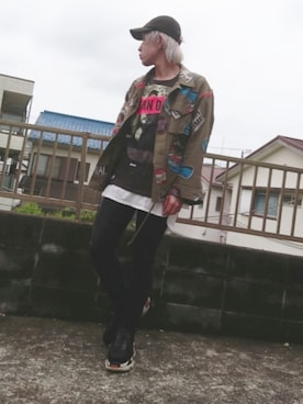 「doublet（ダブレット）のアイテム（ミリタリージャケット）」を使った、KAZUYAさん（メンズ・172cm）の春コーディネート