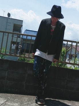 「EFFECTEN（エフェクテン）のアイテム（帽子）」を使った、KAZUYAさん（メンズ・172cm）の夏コーディネート