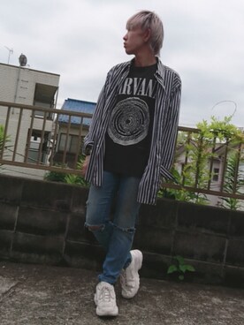 「HALFMAN（ハーフマン）のアイテム」を使った、KAZUYAさん（メンズ・172cm）の夏コーディネート