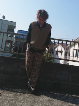 「ZIP FIVE（ジップファイブ）のアイテム（ベスト）」を使った、KAZUYAさん（メンズ・172cm）の秋コーディネート