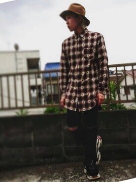 「GLAMB by glamb（グラムバイグラム）のアイテム（パンツ）」を使った、KAZUYAさん（メンズ・172cm）の秋コーディネート