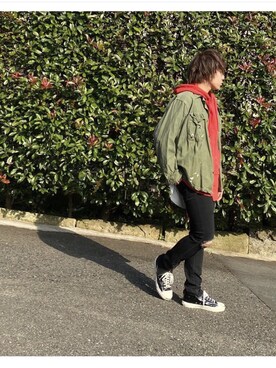 「新年一発目」｜「アイテム（ミリタリージャケット）」を使った、KAZUYAさん（メンズ・172cm）の冬コーディネート
