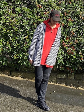 「MONKEY TIME（モンキータイム）のアイテム（キャップ）」を使った、KAZUYAさん（メンズ・172cm）の冬コーディネート
