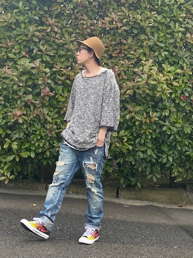 「EFFECTEN（エフェクテン）のアイテム（トップス）」を使った、KAZUYAさん（メンズ・172cm）の春コーディネート