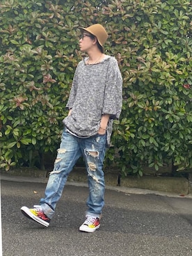 「EFFECTEN（エフェクテン）のアイテム（トップス）」を使った、KAZUYAさん（メンズ・172cm）の夏コーディネート