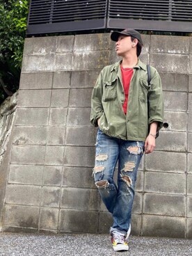「MONKEY TIME（モンキータイム）のアイテム（キャップ）」を使った、KAZUYAさん（メンズ・172cm）の秋コーディネート