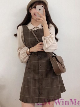 「レディース」｜「アイテム（セットアップ）」を使った、24cm相互フォローさん（レディース・158cm）の春コーディネート