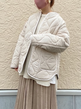 「NICE CLAUP（ナイスクラップ）のアイテム（ジャケット/アウター）」を使った、satsukiさん（レディース・152cm）の冬コーディネート