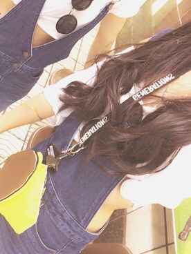 「LIVE」｜「アイテム（オールインワン・サロペット）」を使った、Risa.さん（レディース・151cm）の夏コーディネート