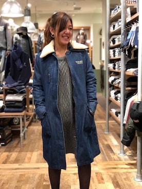 「AVIREX（アヴィレックス）のアイテム（ステンカラーコート）」を使った、Yukiさん（レディース・159cm）の冬コーディネート