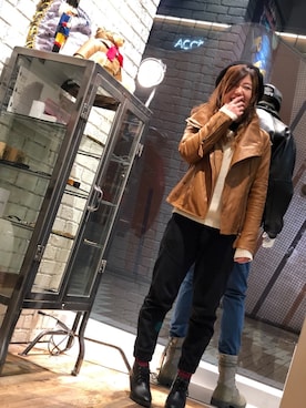 「新作」｜「アイテム（ライダースジャケット）」を使った、Yukiさん（レディース・159cm）の冬コーディネート