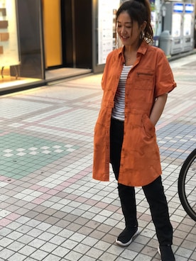 「AVIREX（アヴィレックス）のアイテム（シャツワンピース）」を使った、Yukiさん（レディース・159cm）の春コーディネート