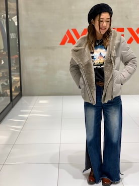 「ムートン」｜「アイテム（ハンチング/ベレー帽）」を使った、Yukiさん（レディース・159cm）の秋コーディネート