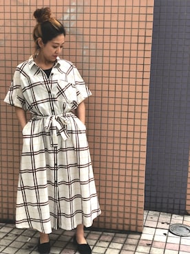 「AVIREX（アヴィレックス）のアイテム（シャツワンピース）」を使った、Yukiさん（レディース・159cm）の春コーディネート