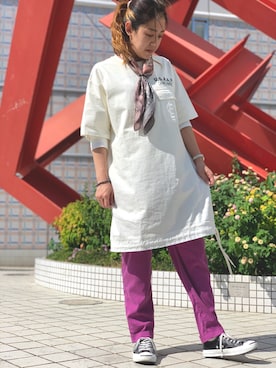 「AVIREX（アヴィレックス）のアイテム（チュニック）」を使った、Yukiさん（レディース・159cm）の夏コーディネート