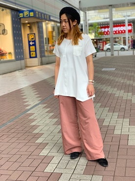 「ペールトーン」｜「アイテム（ハンチング/ベレー帽）」を使った、Yukiさん（レディース・159cm）の夏コーディネート