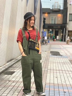 「AVIREX（アヴィレックス）のアイテム（サロペット/オーバーオール）」を使った、Yukiさん（レディース・159cm）の夏コーディネート