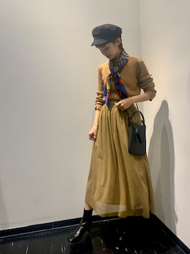 「アーバンリサーチ」｜「アイテム（キャスケット）」を使った、まつお　ゆいさん（レディース・161cm）の秋コーディネート