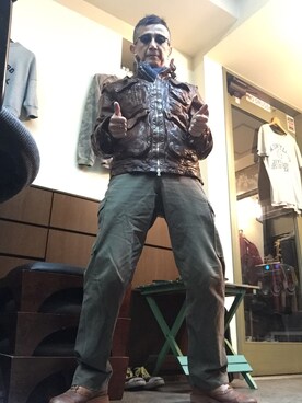 「NEIL BARRETT（ニールバレット）のアイテム（ノーカラージャケット）」を使った、Louisさん（メンズ・165cm）の秋コーディネート