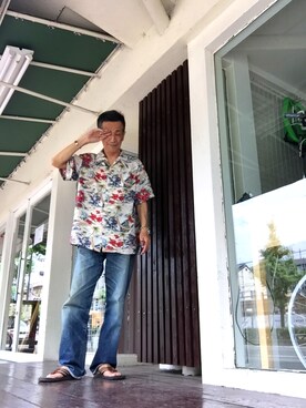 「Abercrombie&Fitch（アバークロンビーアンドフィッチ）のアイテム（シューズ）」を使った、Louisさん（メンズ・165cm）の夏コーディネート
