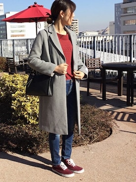 「JOURNAL STANDARD relume（ジャーナルスタンダード　レリューム）のアイテム（チェスターコート）」を使った、JOURNAL STANDARD relume湘南店 スタッフさん（レディース・165cm）の冬コーディネート