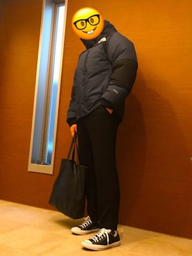 「チャックテイラー」｜「アイテム（ダウンジャケット/コート）」を使った、ふじまるさん（メンズ・175cm）の秋コーディネート