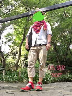 「hiromichi BY HIROMICHI NAKANO（ヒロミチ バイ ヒロミチナカノ）のアイテム（パンツ）」を使った、sakusakarさん（メンズ・173cm）の秋コーディネート