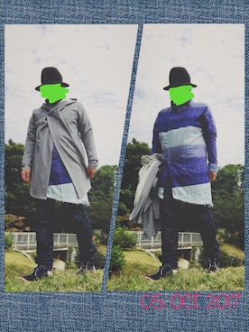 「アシンメトリー」｜「アイテム（その他アウター）」を使った、sakusakarさん（メンズ・173cm）の秋コーディネート