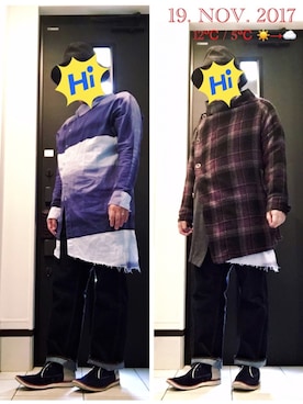 「アシンメトリー」｜「アイテム（その他アウター）」を使った、sakusakarさん（メンズ・173cm）の秋コーディネート